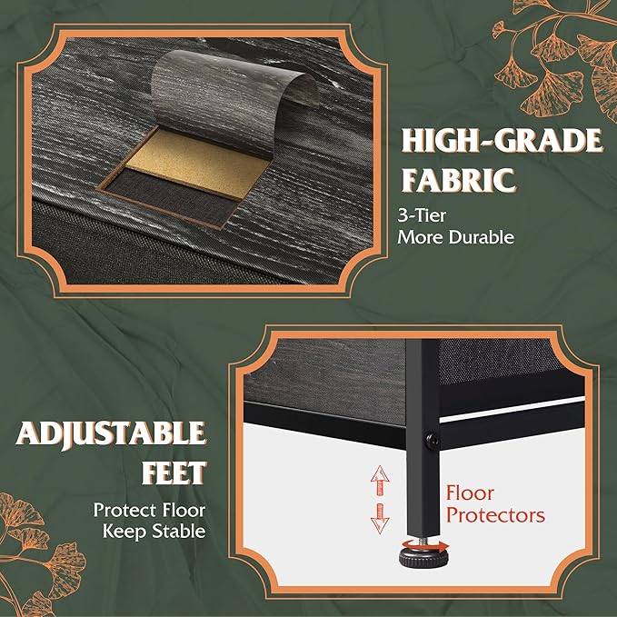 WLIVE Black Tall Dresser for Bedroom with 10 Drawers, Chest of Drawers, Dressers Bedroom Furniture, Storage Organizer Unit with Fabric Bins for Closet, Hallway, Living Room