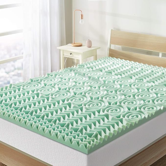Mellow 1.5 Inch 5-Zone Memory Foam Mattress Topper, Calming Aloe Infusion, Dorm Essentials, Twin XL