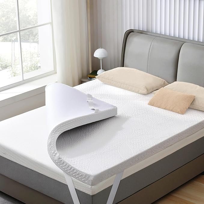 SINWEEK 3 Inch Gel Memory Foam Mattress Topper with Cooling Cover Ventilated Soft Mattress Pad, Bed Topper, CertiPUR-US Certified, King Size