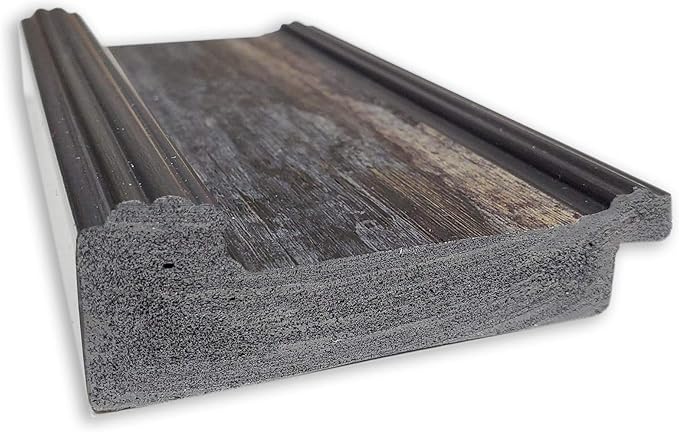 Amanti Art Brown Bathroom Mirror for Over Sink, 26x26 Rail Rustic Char Square Vanity Mirror, Medium Country Rustic Frame, Hangs Horizonally and Vertically, Bathroom Wall Decor, Beveled Edge