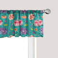 Ambesonne Floral Window Valance, Pattern with Lotus Flowers Peonies and Chrysanthemums Oriental Motifs Garden Art, Curtain Valance for Kitchen Bedroom Decor with Rod Pocket, 54" X 18", Teal