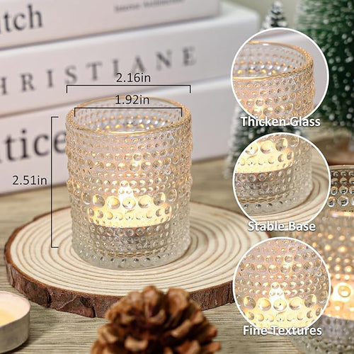 24 Pcs Votive Candle Holders, Clear Glass Candle Holders Bulk for Table Centerpiece, Tea Lights Candle Holders for Wedding Shower, Party and Home Decor