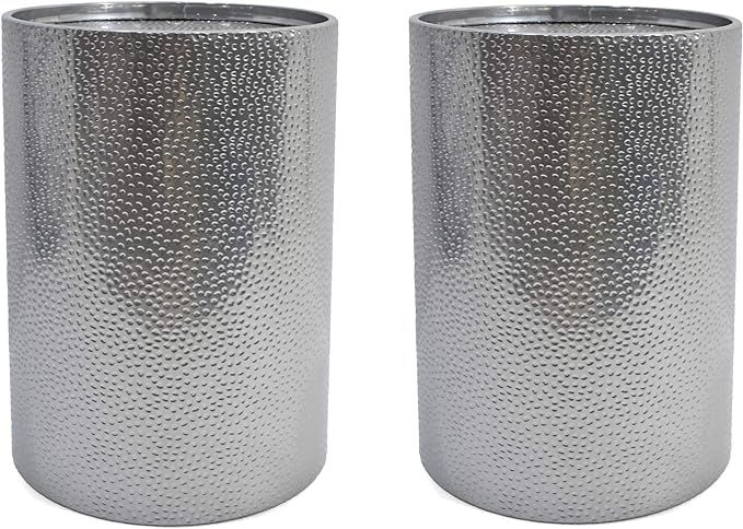Christopher Knight Home Kaylee Modern Round Hammered Iron Accent Table (2 Pack) -Silver 16 in x 16 in x 22.25 in