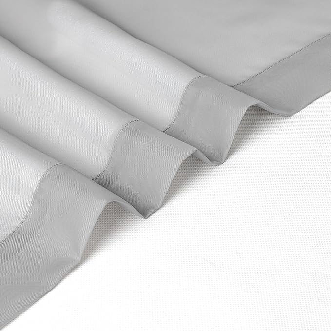Chyhomenyc Light Grey Sheer Curtains 30 inch Length 2 Panels, Light Filtering Voile Rod Pocket Short Window Curtians for Bathroom Living Room Farmhouse Small Windows, 42Wx30L inches