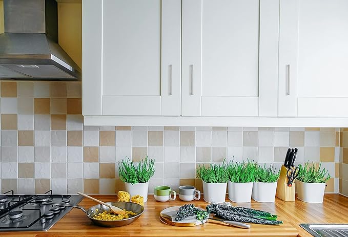 Ravinte 5 Pack Solid 5 Inch Center to Center Slim Square Bar Drawer Pulls - Kitchen Cabinet Handles in Brushed Nickel - Hardware for Drawers and Cabinets