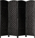 Rose Home Fashion 6 ft Tall Room Divider, Room Dividers and Folding Privacy Screens, 15.7in Privacy Screen 4 Panel Partition Temporary Wall Separation for Private, Black