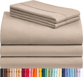 LuxClub 5 PC Split King Sheet Set, Breathable Luxury Bed Sheets, Deep Pockets Wrinkle Free Cooling Sheets Machine Washable Hotel Bedding Silky Soft - Light Khaki Split King