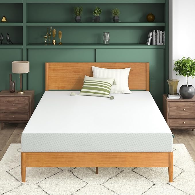 ZINUS 8 Inch Green Tea Memory Foam Mattress, Full, Fiberglass Free, Patented Custom Contour Support, Sturdy Base Foam, CertiPUR-US Certified, Mattress in A Box, White