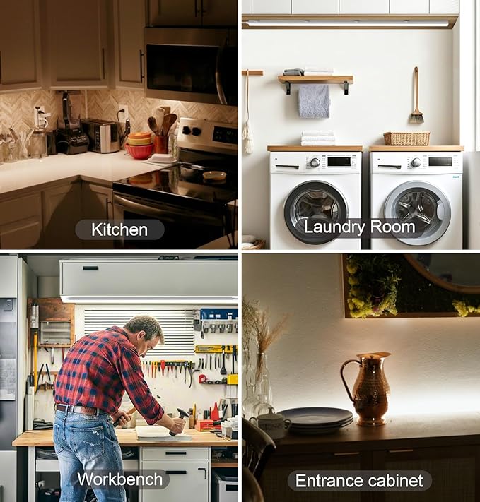 Under Cabinet Lighting Plug in, 24 Inch 1 Pc, Linkable AC120V 3CCT 3000K/4000K/5000K Ultra Slim, LED Under Cabinet Lights for Counter Light, Kitchen, Shelf, Sink, Workshop, Desk, Bronze