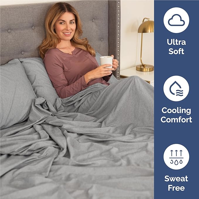 Full 6 Piece Sheet Set - Comfy Breathable & Cooling - Soft Hotel Luxury Bedding Set with 8-16 Inch Deep Pockets - 1 Flat & 1 Fitted Sheet & 4 Pillowcases - Wrinkle Free & Easy Care - Heathered Grey