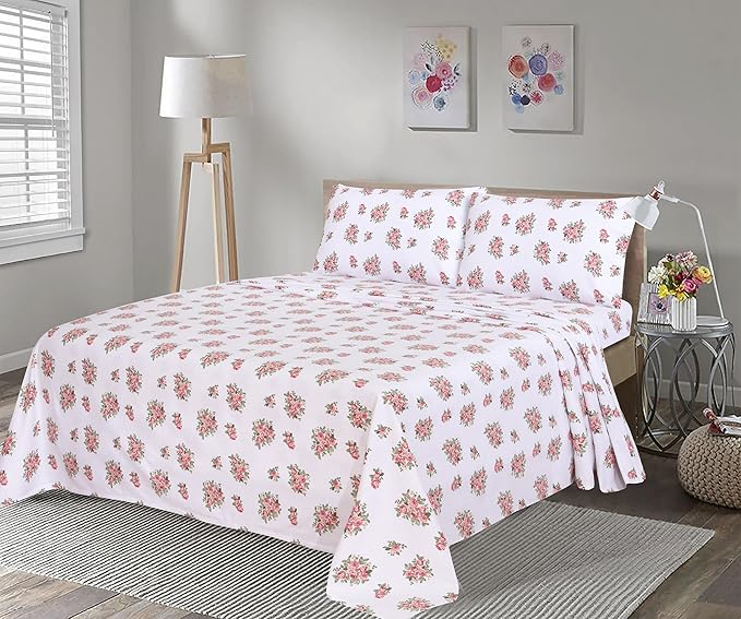 RUVANTI Flannel Sheets Queen Size - 100% Cotton Double Brushed Bed Sheets, Deep Pockets 16 Inches Queen Sheet Set, All Seasons Breathable & Extra Soft - Warm & Cozy, 4 Piece, Bali