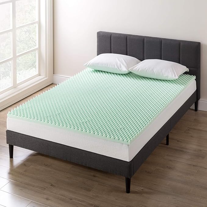 Best Price Mattress 2 Inch Egg Crate Memory Foam Mattress Topper with Calming Aloe Infusion, CertiPUR-US Certified, King,Green