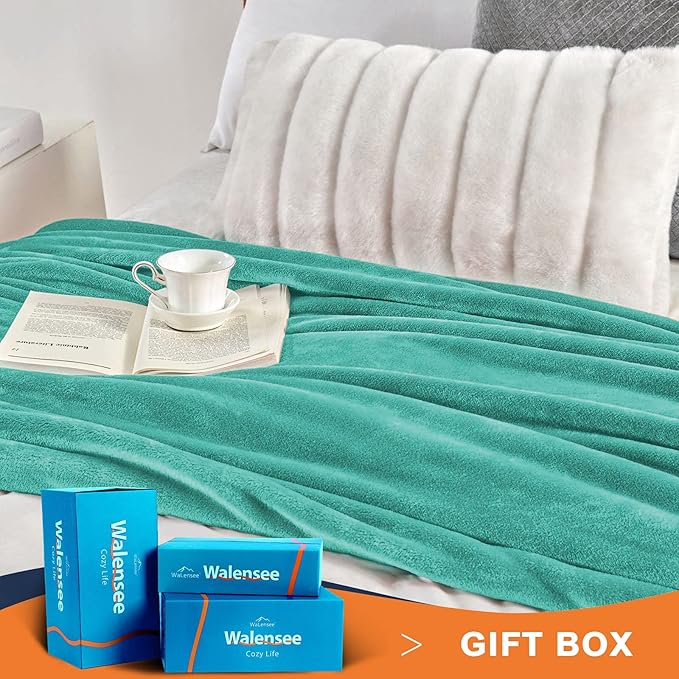 Walensee Fleece Blanket Plush Throw Fuzzy Lightweight (King Size 108x90 Turquoise) Super Soft Microfiber Flannel Blankets for Couch, Bed, Sofa Ultra Luxurious Warm and Cozy for All Seasons