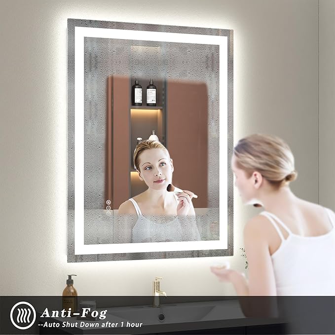 LED Lighted Bathroom Mirror 24x 32, Dimmable Vanity Mirror with Lights, Anti-Fog, ETL Listed (Backlit and Front Lighted)