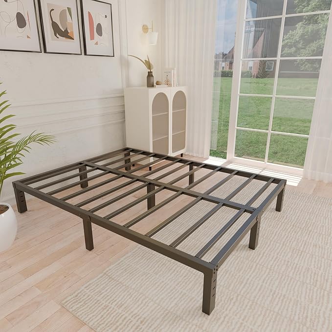ALDRICH 10 Inch Metal Bed Frame Queen Size - Double Black Basic Steel Slats Platform, Easy Assembly Heavy Duty Noise Free Bedframes, No Box Spring Needed