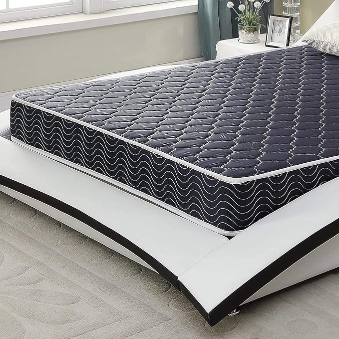 AC Pacific 6-Inch Water-Resistant High-Density Foam Mattress Made in USA with Stylish Diamond-Quilted Breathable Fabric, Distributes Weight Evenly, Full, Navy Blue