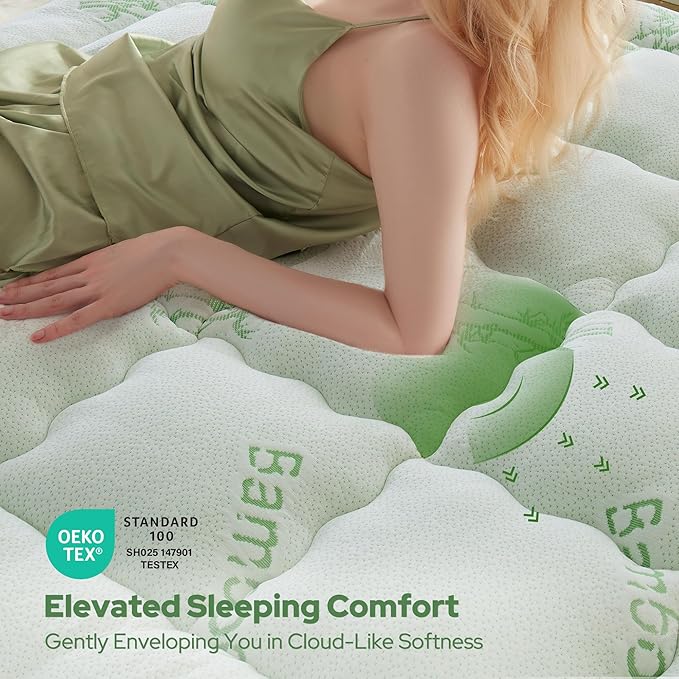 BEDLORE Queen Mattress Topper Viscose Derived from Bamboo, Thick Pillow Top Mattress Pad with Stretchable Pockets for 6-18 inches Mattress, Soft Mattress Topper for Back Pain Relief