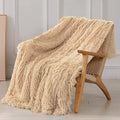 Tuddrom Decorative Extra Soft Faux Fur Blanket Queen Size 80" x 90",Solid Reversible Fuzzy Fluffy Cozy Plush Fleece Comfy Microfiber Fur Blanket for Couch Sofa Bed,Apricot