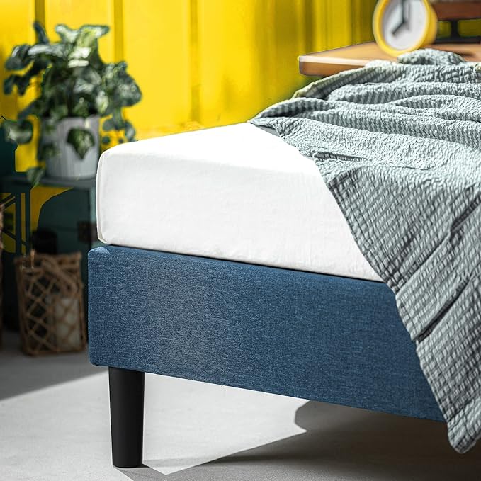 ZINUS Curtis Upholstered Platform Bed Frame, Mattress Foundation, Wood Slat Support, No Box Spring Needed, Easy Assembly, Full, Navy