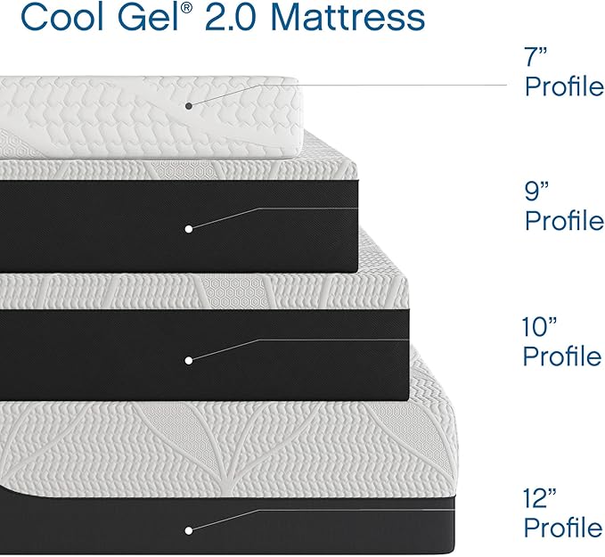 Cool Gel Chill 14 Inch Medium Firm Memory Foam Mattress Queen Size, with 2 Bonus CoolGel Memory Foam Bed Pillows, 14" with Pressure Relief, CertiPUR-US Certified, Cooling Queen Mattress in a Box