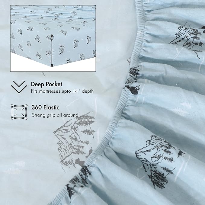 RUVANTI Flannel Sheets California King Size - 100% Cotton Brushed Cal King Bed Sheets Set - Deep Pockets 14 Inches - All Seasons Breathable & Extra Soft - Warm & Cozy, 4 Piece, Soul Dog
