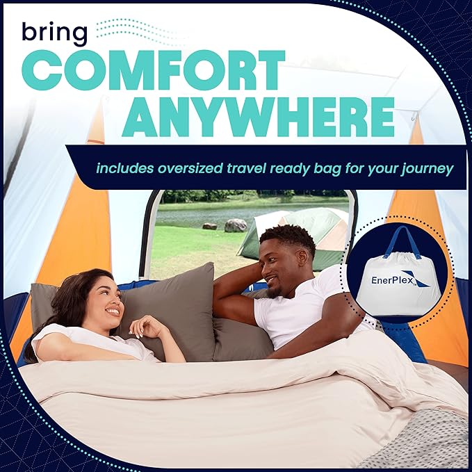 EnerPlex Air Mattress with Built in Pump - Self-Inflating Blow Up Mattress with Neck Support - Inflatable Air Bed for Portable Travel & Home Use