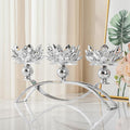 Crystal Candle Holders Lotus Candelabras Silver Arch Candlestick, Centerpiece Table, Home Hecor for Wedding, Dinning Room, Coffee Table, Kitchen, Living Room, Entryway (3 Arms, Tealight Candle)
