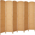 Rose Home Fashion Room Divider, 6 ft Tall Room Dividers and Folding Privacy Screens, 16in Privacy Screen 6 Panel Light Beige Space Temporary Wall Foldable Partition Separation