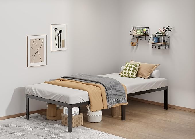 Metal Bed Frame Twin Size - 14 Inch Heavy-Duty Twin Platform Bed Frame No Box Spring Needed, Easy Assembly, Noise-Free, Sturdy Mattress Foundation, Underbed Storage Space
