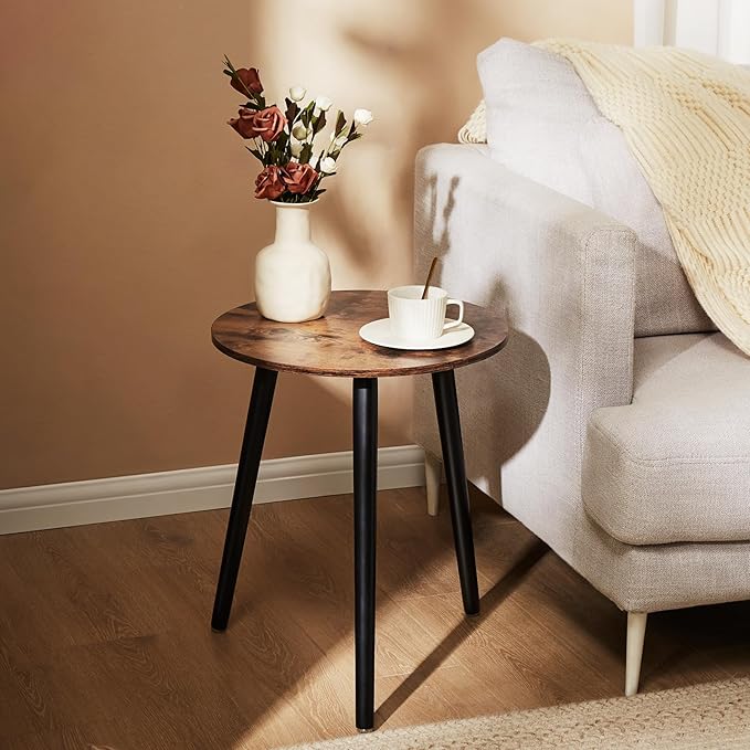 Apicizon Round Side Table, Modern Nightstand End Table, Nursery Side Table for Small Spaces, Bedroom, Living Room,16.5 x 20 Inches, Rustic Brown