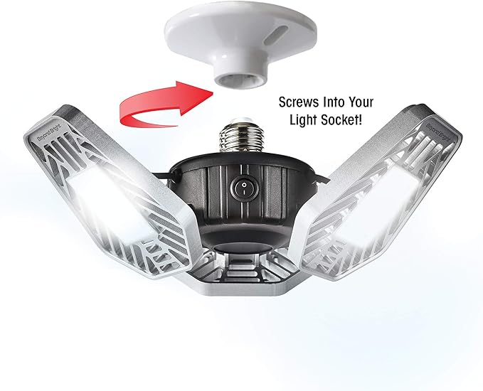 Ontel Beyond Bright LED Garage Light - Ultra-Bright, White Light that is Energy Efficient, Durable, Long-Lasting and Easy to Install (Pack of 4)