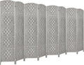 Rose Home Fashion 6 ft Tall Room Divider, Room Dividers and Folding Privacy Screens, 15.7in Privacy Screen 8 Panel Partition Temporary Wall Separation for Private, Stone Grey