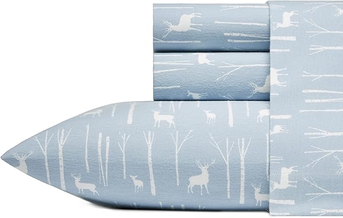 Eddie Bauer - Full Sheets, Cotton Flannel Bedding Set, Brushed For Extra Softness, Cozy Home Decor (Birch Forest, Full)