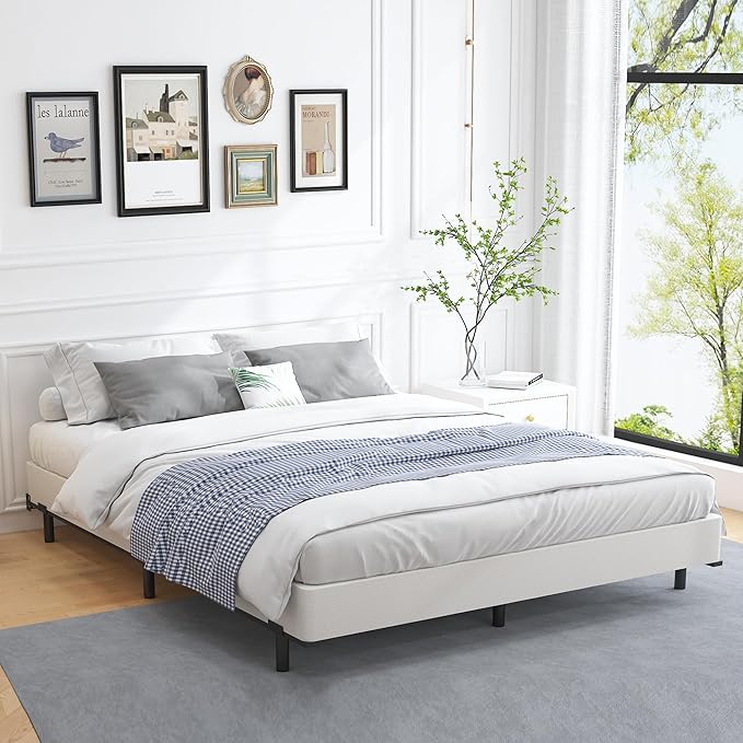 ALDRICH 5 Inch California King Box Spring Bed Base, 3000 lbs Heavy Duty Metal Frame Mattress Foundation with Cover, Easy Assembly