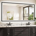 TETOTE 72x36 LED Mirror for Bathroom Black Metal Frame Frontlit & Backlit Lighted Vanity Mirror Baroque Gothic Anti Fog Stepless Dimmable White/Warm/Natural,CRI90+,Wall Mounted(Horizontal/Vertical)
