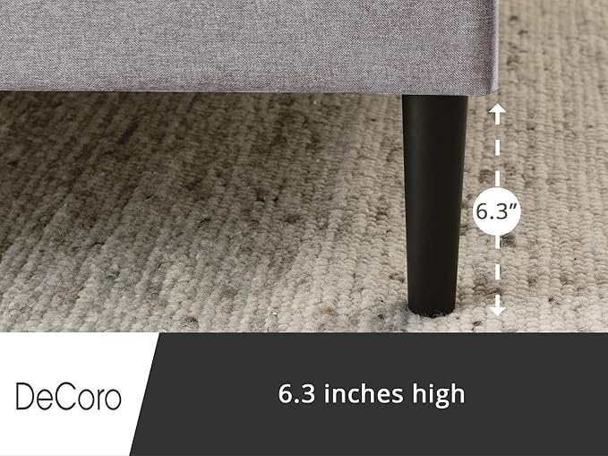 Decoro Mornington Upholstered 2.0 Platform Bed, Button-Tufted Fabric Headboard and Metal Frame with Wood Slat Support, Light Grey, Full