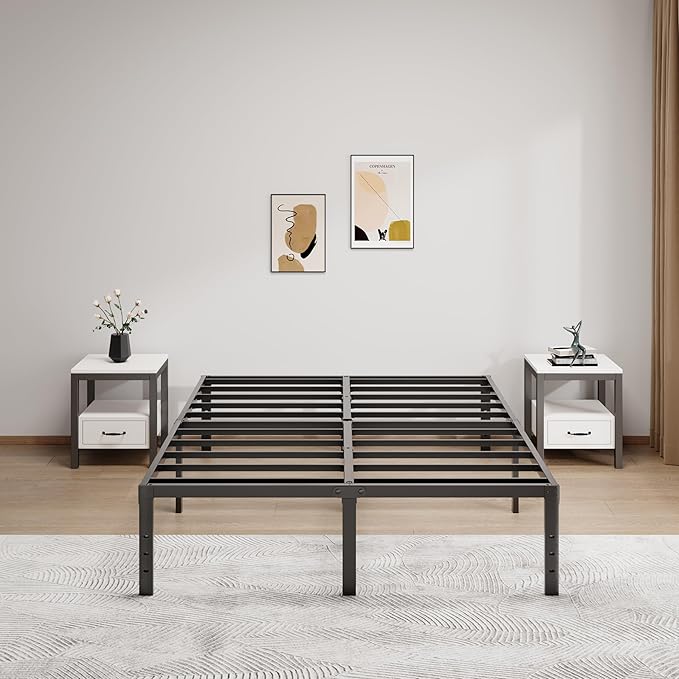 Metal Bed Frame Full Size - 16 Inch Heavy-Duty Full Platform Bed Frame No Box Spring Needed, Easy Assembly, Noise-Free, Sturdy Mattress Foundation, Underbed Storage Space