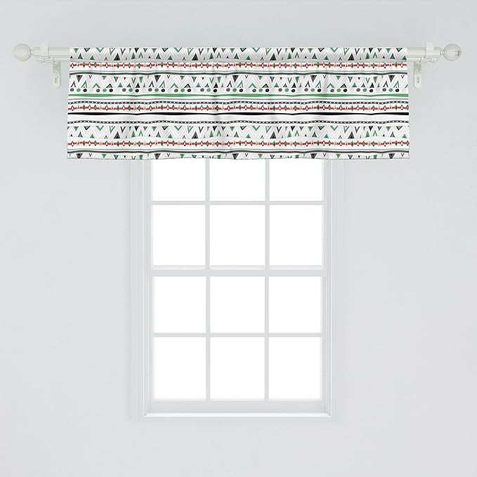 Ambesonne Tribal Window Valance Pack of 2, Style Traditional Aztec Pattern Old Fashioned Hippie Boho Influences, Rod Pocket Curtain Valances for Kitchen Bedroom, 54" X 18", Sea Green