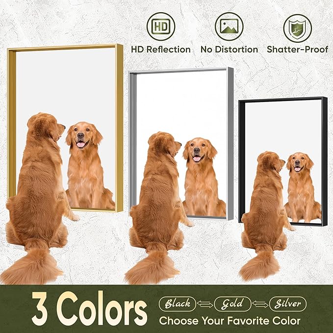 Suidia Bathroom Mirror, 30" x 30" Rectangular Wall Mirror, Metal Framed Wall Decor Wall-Mounted Mirrors for Bathroom, Bedroom, Living Room, Entryway, Silver