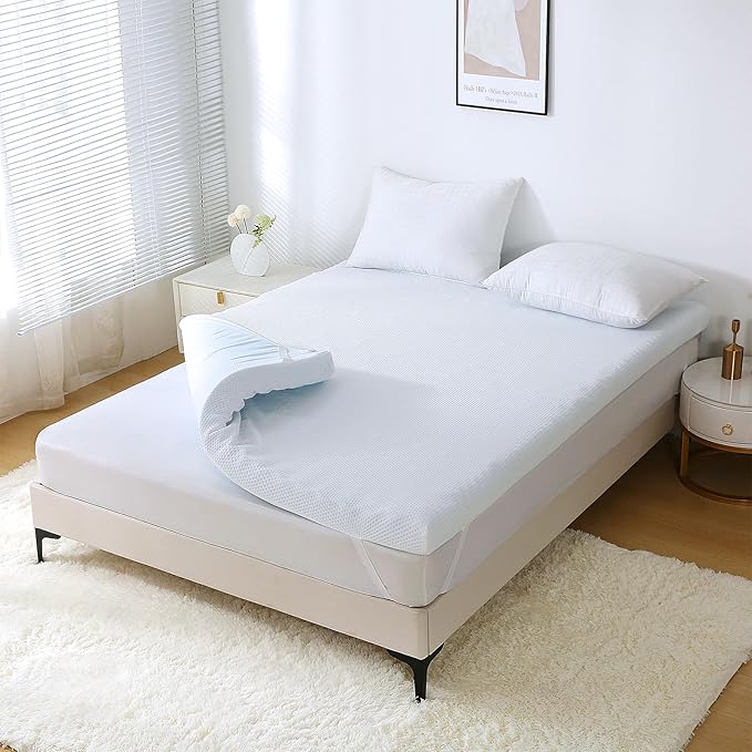 MUXHOMO 3-Inch King Mattress Topper, 7-Zone Egg Crate Foam for Back Pain Relief, Cooling Gel-Infused Lavender Bed Pad, CertiPUR-US & Oeko-TEX Certified