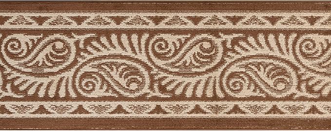Custom Length Cut to Size Tribal Ethnic Southwestern Inspired Hallway Runner Rug, Non Slip Rubber Backed, 31 inch Wide X Customized Length, Mayan Brown, 31 inch X 4 feet, Doormat Size