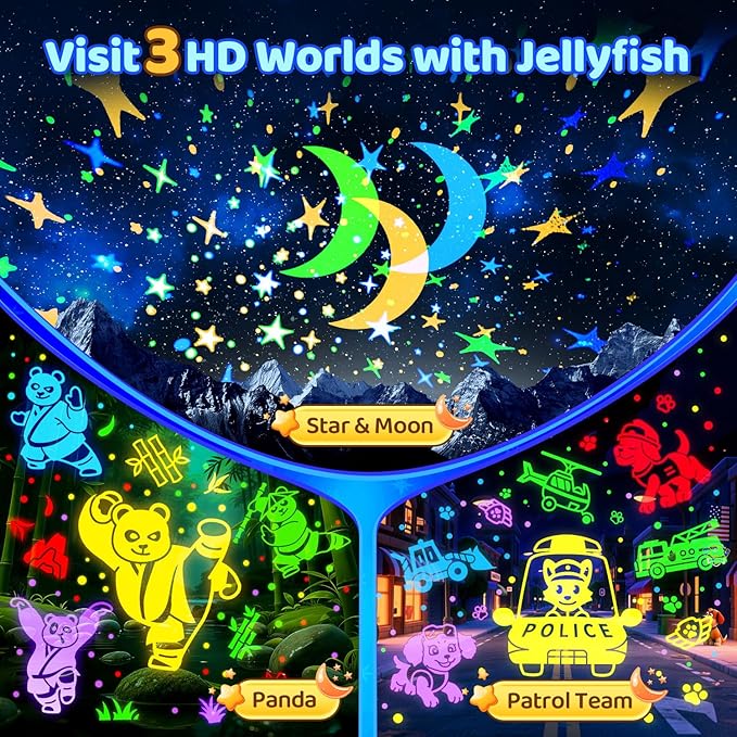 Star Projector for Kids Night Light Projector, 【3 Films+ 30 Sounds】 Lullaby Sound Machine Baby Sound Machine with Light, 【93 Effects+ Remote】 Best Toys for Kids Toys, [3 Brightness+ Timer]