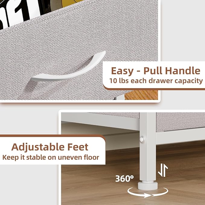 Somdot Tall Dresser for Bedroom with 6 Drawers, Storage Organizer Chest of Drawers with Removable Fabric Bins for Closet Bedside Living Room Laundry Entryway Hallway, Ash Grey