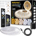 White LED Strip Lights, Dimmable Bright 24V Flexible Tape Light with Remote and App Control, UL-Listed Power Supply, 2700K-6500K White Lights for Bedroom (1 Rolls of 131ft)