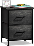 Sorbus Nightstand Dresser with 2 Faux Wood Drawers - Bedside Table Chest with Storage Bedroom, Living Room, Closet & Dorm Furniture Lamp Stand - Steel Frame, Wood Top, Easy Pull Fabric Bins