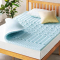 Mellow 1.5 Inch 5-Zone Memory Foam Mattress Topper, Cooling Gel Infusion, Queen, Blue