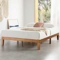 Mellow Naturalista Classic 12 Inch Solid Wood Platform Bed with Wooden Slats, Cal King, Natural Pine