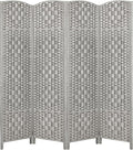 Rose Home Fashion 6 ft Tall Room Divider, Room Dividers and Folding Privacy Screens, 15.7in Privacy Screen 4 Panel Partition Temporary Wall Separation for Private, Stone Grey
