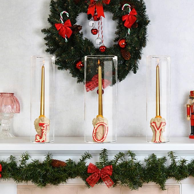 Hurricane Candle Holder,Open Ended Glass Candleholder Multiple Size Choices,Clear Cylinder Glass Candle Holder for Wedding Centerpieces, Home Decor(6 PCS,H:10" D:4")