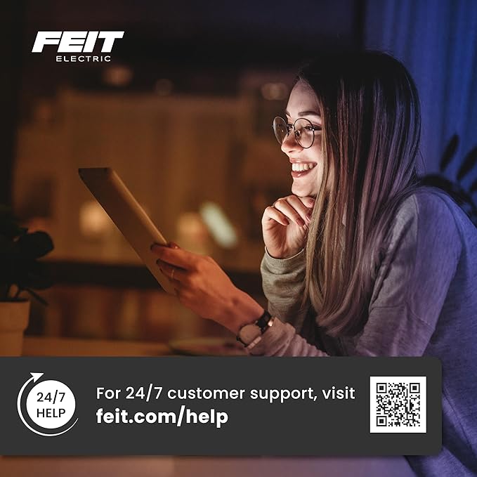Feit Electric BR30 Smart LED Light Bulbs, 65W Equivalent, Dimmable, Color Changing, Tunable White, 650 Lumens, 2.4GHz Wi-Fi, Alexa/Google Home Enabled Track Lighting, BR30/RGBW/CA/AG/RP/6, 6 Pack